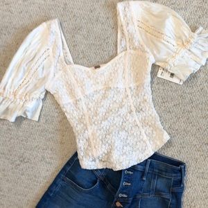 Free People Spring Fling Top in Ivory-NWT